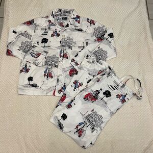 The Cat’s Pajamas long sleeve pajama set girl on moped United Kingdom medium